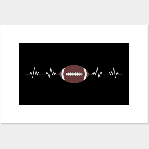 American Football Heartbeat - Funny American Football Lover Gift Wall Art by Charaf Eddine